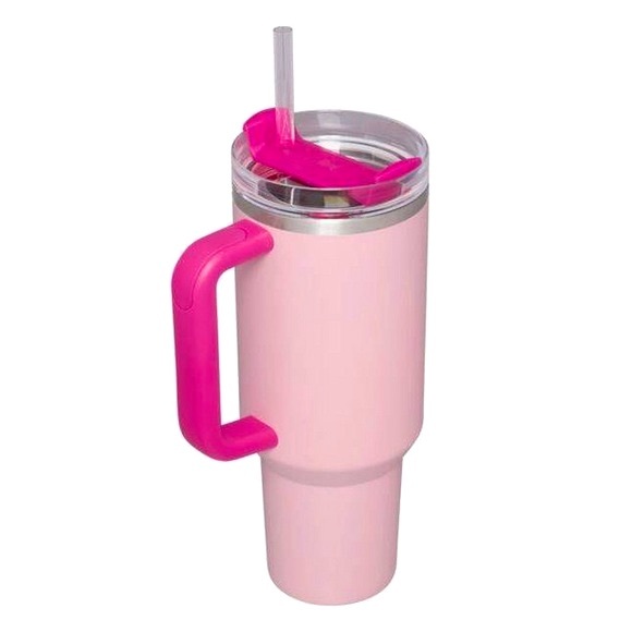 💕 STANLEY 40oz STAINLESS STEEL FLOWSTATE QUENCHER TUMBLER FLAMINGO BARBIE PINK - Picture 7 of 7